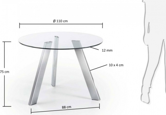 Круглый кухонный стол Carib Ø110 CM хромированные ножки 4