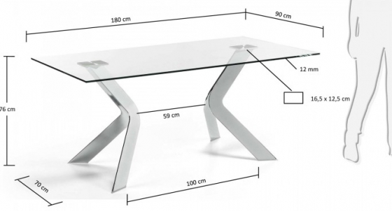 Стеклянный стол Westport 180X90X76 CM 3