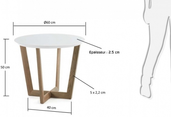 Кофейный столик на каркасе из дуба Rondo 60X60X50 CM серый 4