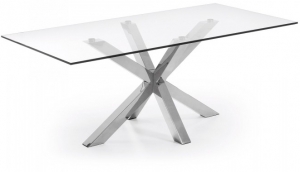 Стол Arya 200X100X77 CM глянцевые стальные ножки стеклянная столешница