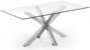 Стол Arya 180X100X78 CM глянцевые стальные ножки стеклянная столешница