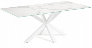 Стол Arya 200X100X77 CM белые ножки керамическая столешница под мрамор