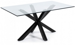 Стол Arya 160X90X78 CM чёрные ножки стеклянная столешница