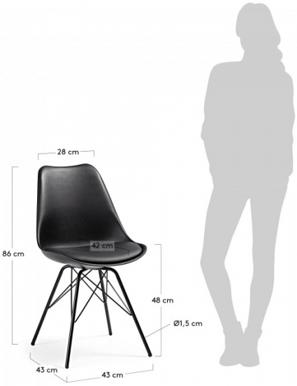 Стильный стул Lars 86X48X56 CM черный 10