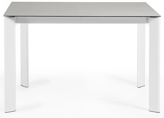 Раскладной стол Atta 120-180X80X76 CM светло серый на белом каркасе 3