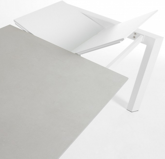 Раскладной стол Atta 120-180X80X76 CM светло серый на белом каркасе 5
