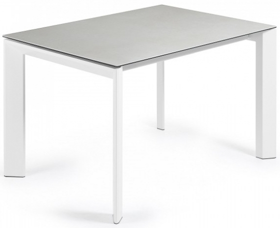 Раскладной стол Atta 120-180X80X76 CM светло серый на белом каркасе 1