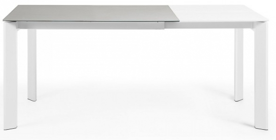 Раскладной стол Atta 120-180X80X76 CM светло серый на белом каркасе 4