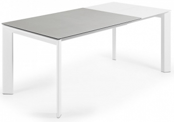 Раскладной стол Atta 120-180X80X76 CM светло серый на белом каркасе