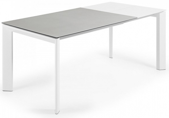 Раскладной стол Atta 120-180X80X76 CM светло серый на белом каркасе 2