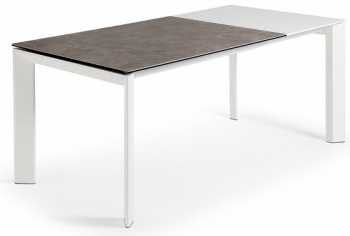 Раскладной стол Atta 120-180X80X76 CM серый на белом каркасе