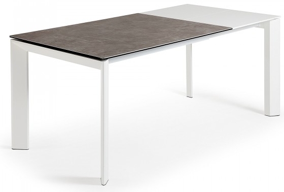 Раскладной стол Atta 120-180X80X76 CM серый на белом каркасе 2