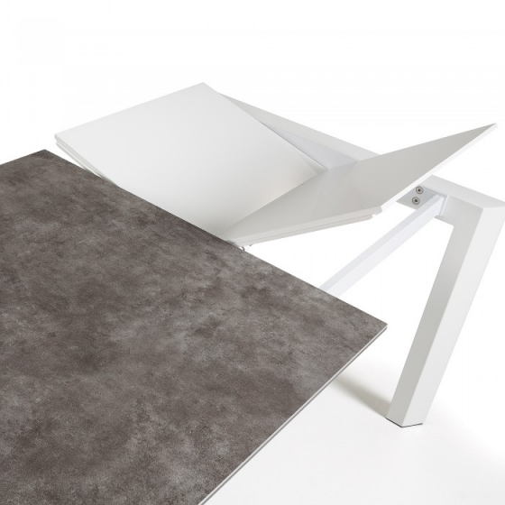 Раскладной стол Atta 120-180X80X76 CM серый на белом каркасе 5