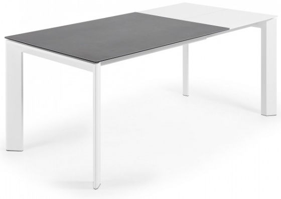 Раскладной стол Atta 120-180X80X76 CM тёмно серый на белом каркасе 2