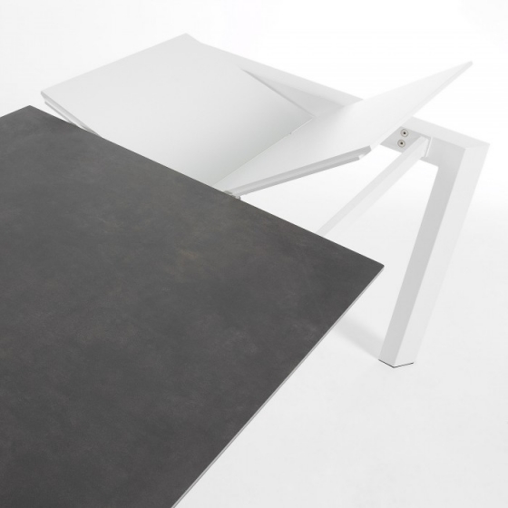 Раскладной стол Atta 120-180X80X76 CM тёмно серый на белом каркасе 5