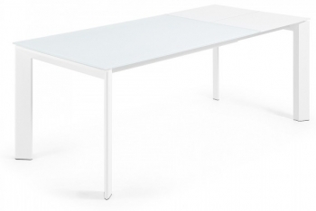 Раскладной стол Atta 140-200X90X76 CM с стеклянной белой столешницей