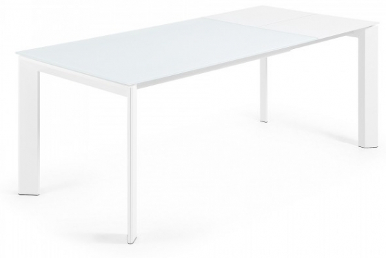 Раскладной стол Atta 140-200X90X76 CM с стеклянной белой столешницей 2