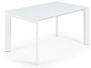 Раскладной стол Atta 140-200X90X76 CM с стеклянной белой столешницей