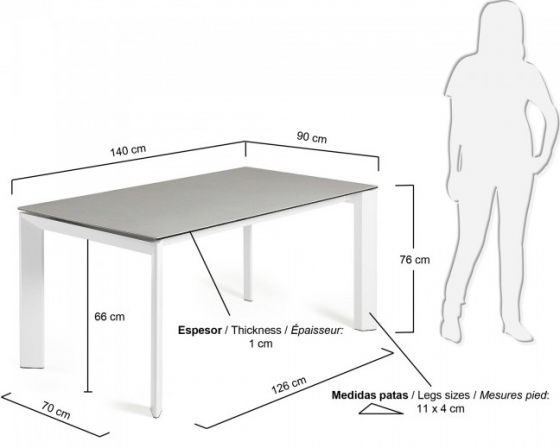 Раскладной стол Atta 140-200X90X76 CM с керамической светло серой столешницей 7