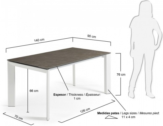 Раскладной стол Atta 140-200X90X76 CM с керамической коричневой столешницей 7