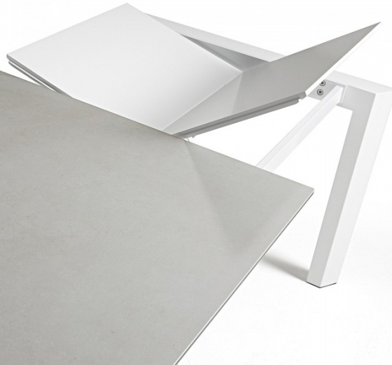Раздвижной стол Atta 160-220X90X76 белые ножки светло серая керамическая столешница 5