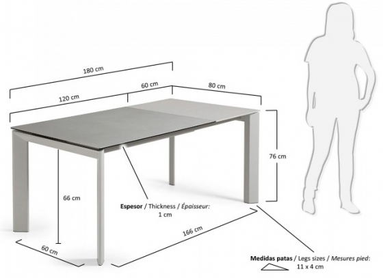 Раскладной стол Atta 120-180X80X76 CM серый на сером каркасе 7