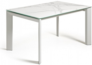 Раздвижной стол Atta 140-200X90X76 белые ножки белая керамическая столешница