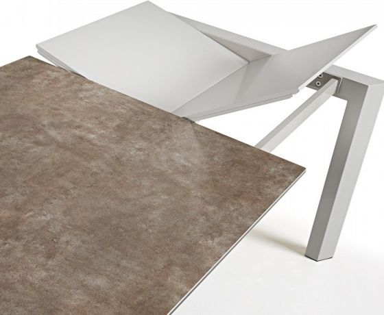 Раздвижной стол Atta 160-220X90X76 серые ножки коричневая керамическая столешница 5