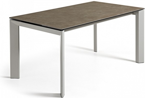Раздвижной стол Atta 160-220X90X76 серые ножки коричневая керамическая столешница 1