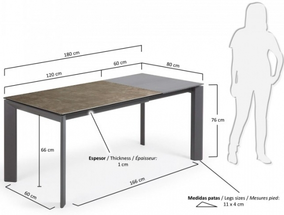 Раскладной стол Atta 120-180X80X76 CM серо коричневый 8