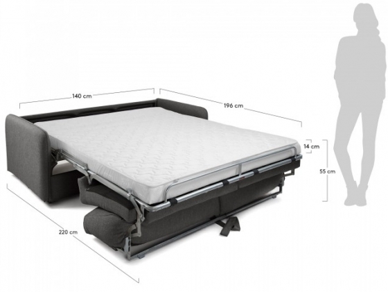 Диван кровать Komoon 182X95-220X92 CM матрас с эффектом памяти серый 7