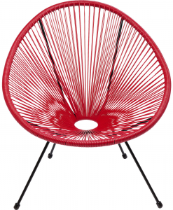 Кресло из стали и полиэтиленовой нити Spaghetti 73X78X85 CM красного цвета