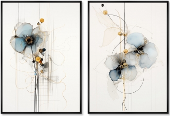 Набор из двух репродукций холсте Blue flowers 75X105 / 75X105 CM