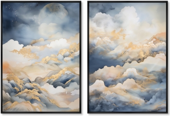 Набор из двух постеров на холсте Clouds over the mountains 75X105 / 75X105 CM