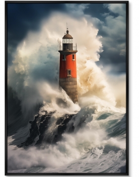Постер на холсте Lighthouse in the raging ocean 75X105 CM
