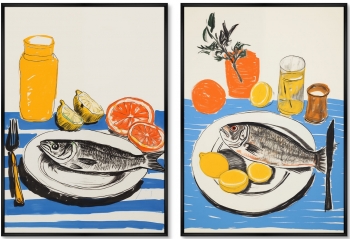 Набор из двух постеров на холсте Fish Day 75X105 / 75X105 CM