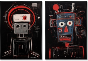 Набор из двух постеров на холсте Robots the joy of being 75X105 / 75X105 CM