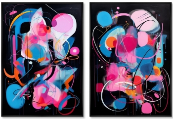 Набор из двух постеров на холсте The City Night Colors 75X105 / 75X105 CM