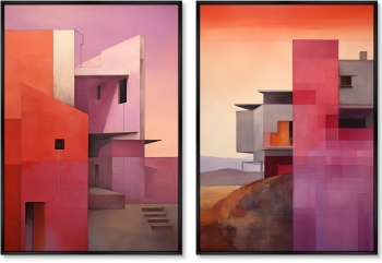 Набор из двух постеров на холсте Buildings after sunset 75X105 / 75X105 CM