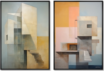 Набор из двух постеров на холсте Buildings afternoon look 75X105 / 75X105 CM