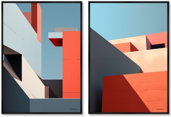 Набор из двух постеров на холсте City morning geometry 75X105 / 75X105 CM