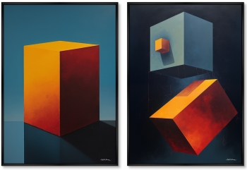 Набор из двух постеров на холсте Cubes the volumetric 75X105 / 75X105 CM