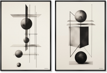 Набор из двух постеров на холсте Life of the mechanisms 75X105 / 75X105 CM