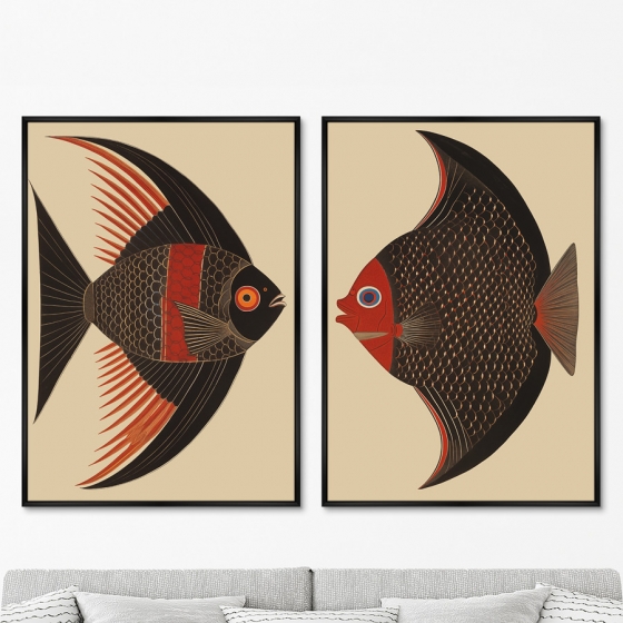 Набор из двух постеров на холсте Angel Fish 75X105 / 75X105 CM 8