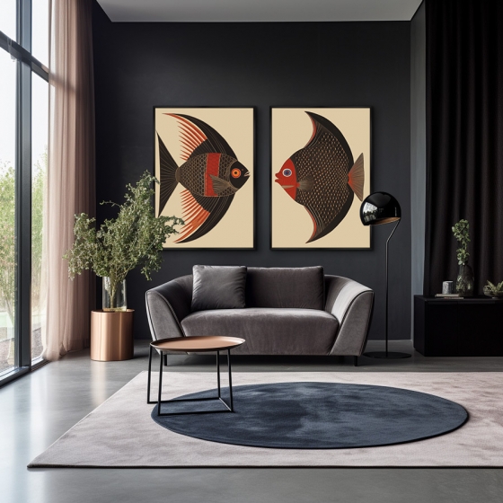 Набор из двух постеров на холсте Angel Fish 75X105 / 75X105 CM 4