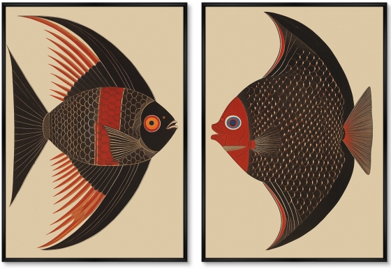Набор из двух постеров на холсте Angel Fish 75X105 / 75X105 CM 1