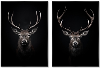 Набор из двух постеров на холсте Deer in the dark 75X105 / 75X105 CM