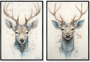Набор из двух постеров на холсте Enchanted Deer 75X105 / 75X105 CM