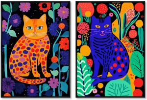 Набор из двух постеров на холсте Kitties in flowers 75X105 / 75X105 CM