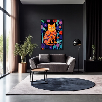 Постер на холсте Kitties in flowers 75X105 CM